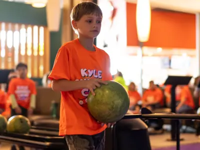 Boy readying to bowl
