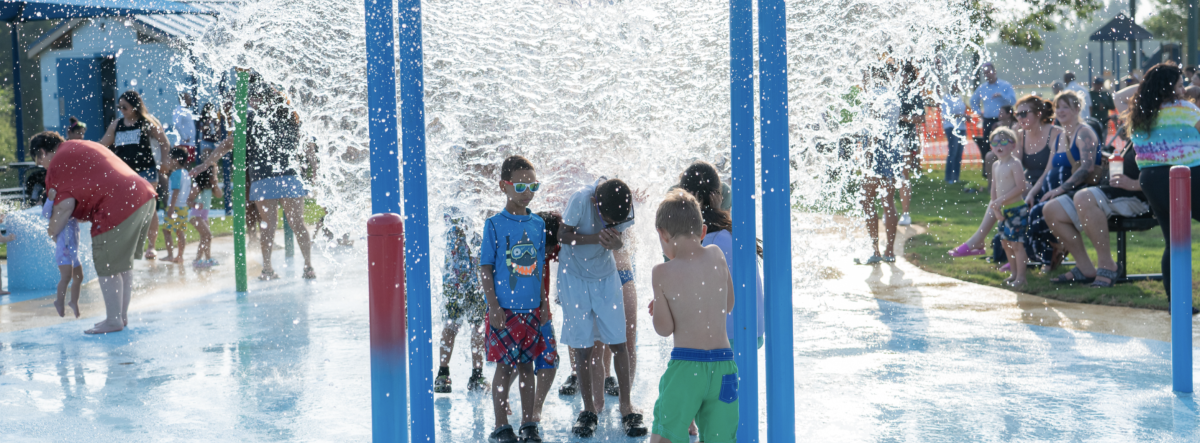 Picture of children enjoying the Steeplechase Park Splash Pad.
